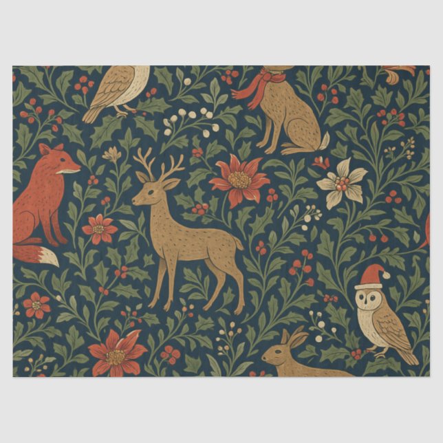 Viktorianisches Weihnachtsblumenmuster  Seidenpapier (Vorderseite)