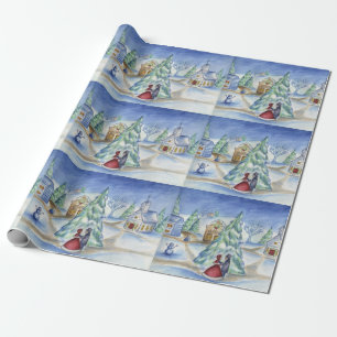 Viktorianisches Weihnachtsdorf-Geschenkverpackungs Geschenkpapier
