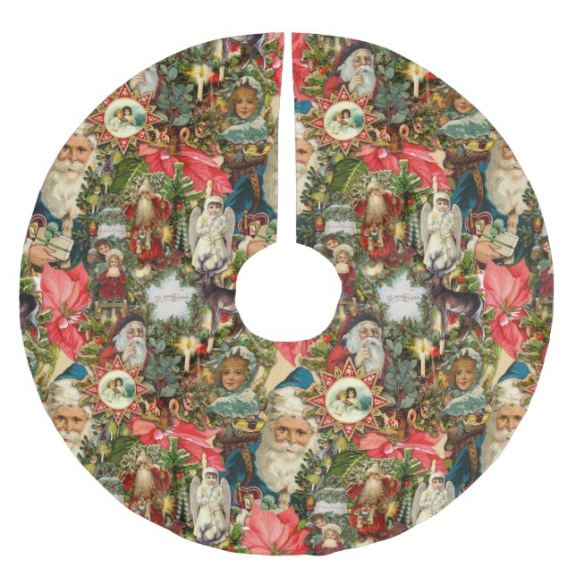 Viktorianisches Weihnachtsfest Polyester Weihnachtsbaumdecke (Vorderseite)