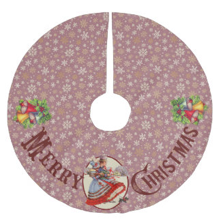 Viktorianisches Weihnachtsgeschäft | Lila Polyester Weihnachtsbaumdecke