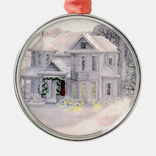 Viktorianisches Weihnachtshaus Ornament Aus Metall