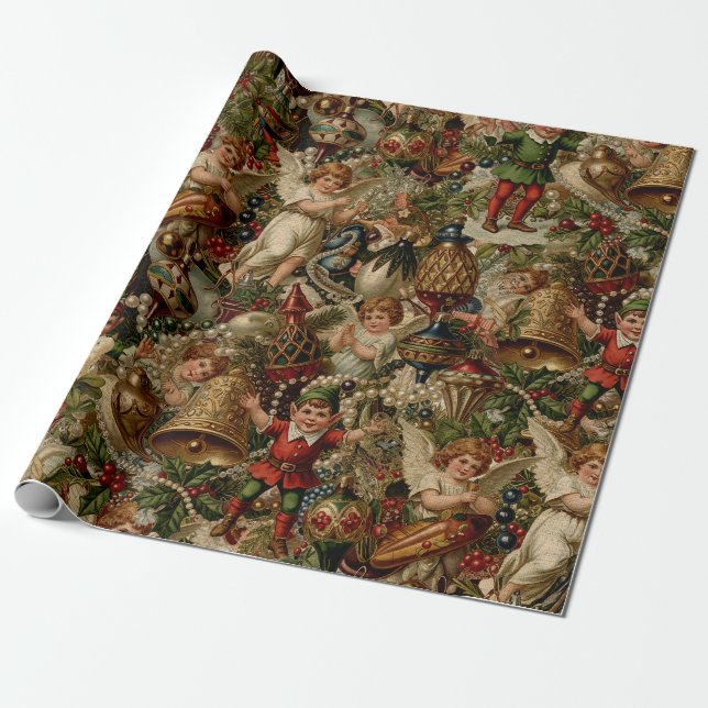 Viktorianisches Yuletide Abundance Wrapping Paper Geschenkpapier (Ungerollt)