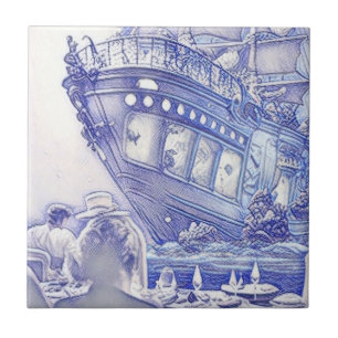 Viktorianisches Zeitalter Fantasy Sea Tiles Blau u Fliese
