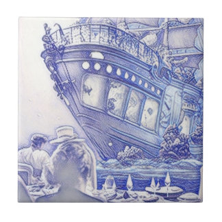 Viktorianisches Zeitalter Fantasy Sea Tiles Blau u Fliese
