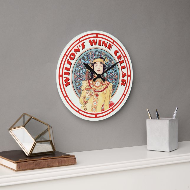 Viktorianisches Zeitalter Jugendstil von Mucha Wei Große Wanduhr (Büro)