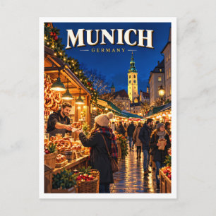 Viktualienmarkt und St. Peterskirche München Postkarte