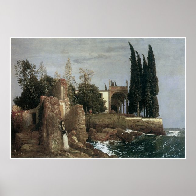 Villa am Meer, Arnold Bocklin 1878 Poster (Vorne)