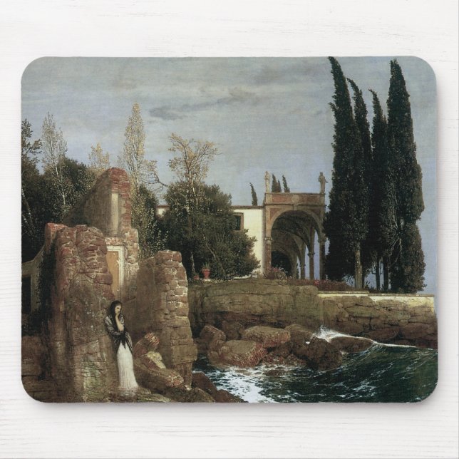 Villa am Meer by Arnold Bocklin, Symbolische Kunst Mousepad (Vorne)
