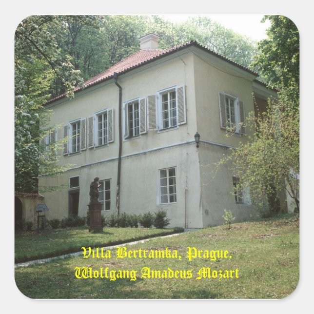 Villa Bertramka-Mozart-Prag Quadratischer Aufkleber (Vorderseite)