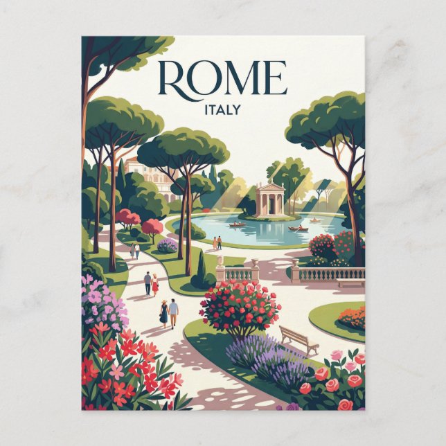 Villa Borghese Gärten Italien Postkarte (Vorderseite)
