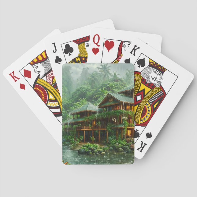 Villa des tropischen Regenwaldes Spielkarten (Rückseite)