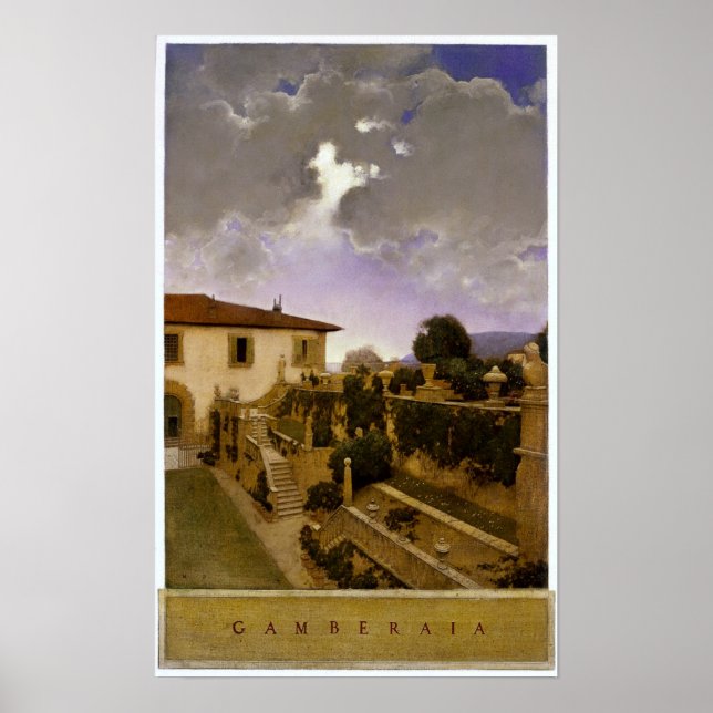 Villa Gamberaia, Settignano von Maxfield Parrish Poster (Vorne)