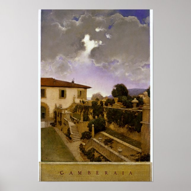 Villa Gamberaia, Settignano von Maxfield Parrish Poster (Vorne)