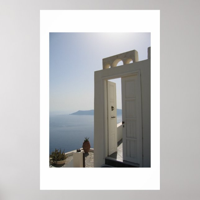 Villa Tür in Santorini Poster (Vorne)