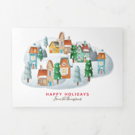 Village 5 Foto Year Review Christmas Newsletter Dreifach Gefaltete Urlaubskarte