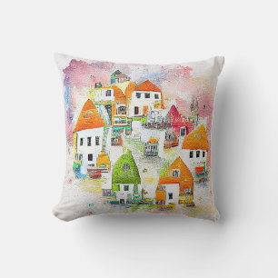 Village House Landschaft Landschaft Natur Wasserfa Kissen