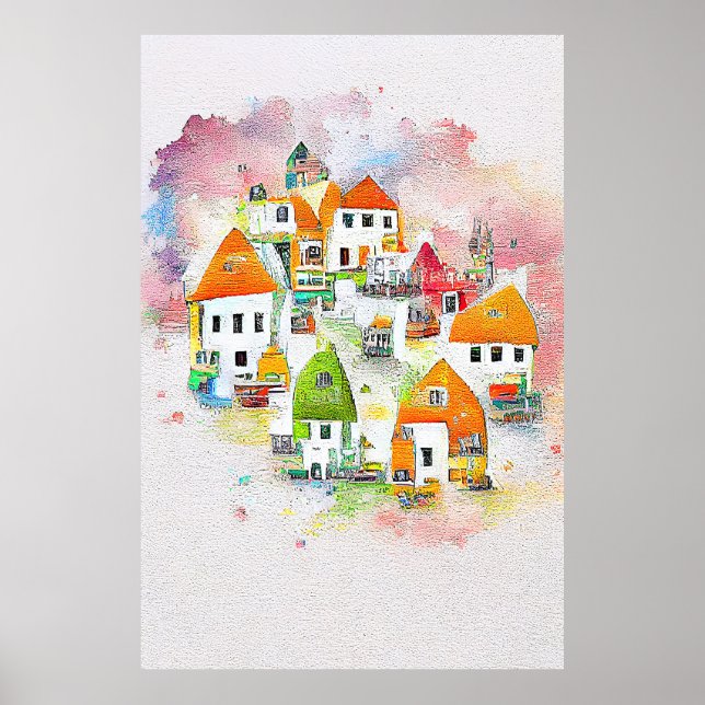 Village House Landschaft Landschaft Natur Wasserfa Poster (Vorne)