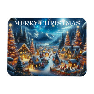 Village Snowy Scene Malerei Weihnachten Magnet