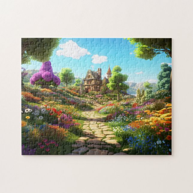 Village Spring Illustration Puzzle (Horizontal)