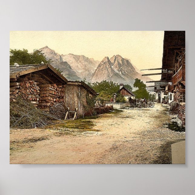 Village street, Garmisch, Oberbayern, Deutschland  Poster (Vorne)