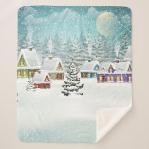 Village Winterlandschaft mit schneebedeckten Häus Sherpadecke