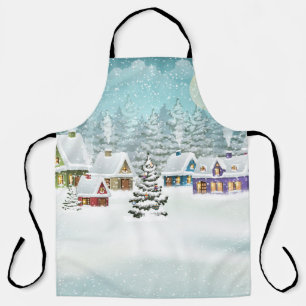Village Winterlandschaft mit schneebedeckten Häuse Schürze
