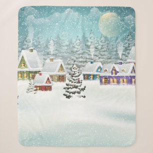 Village Winterlandschaft mit schneebedeckten Häuse Sherpadecke