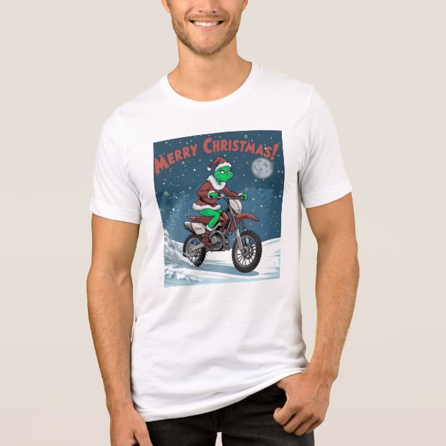 Villain Store – Grinch Gone Wild Dirt Bike Christm Tri-Blend Shirt (Vorderseite)