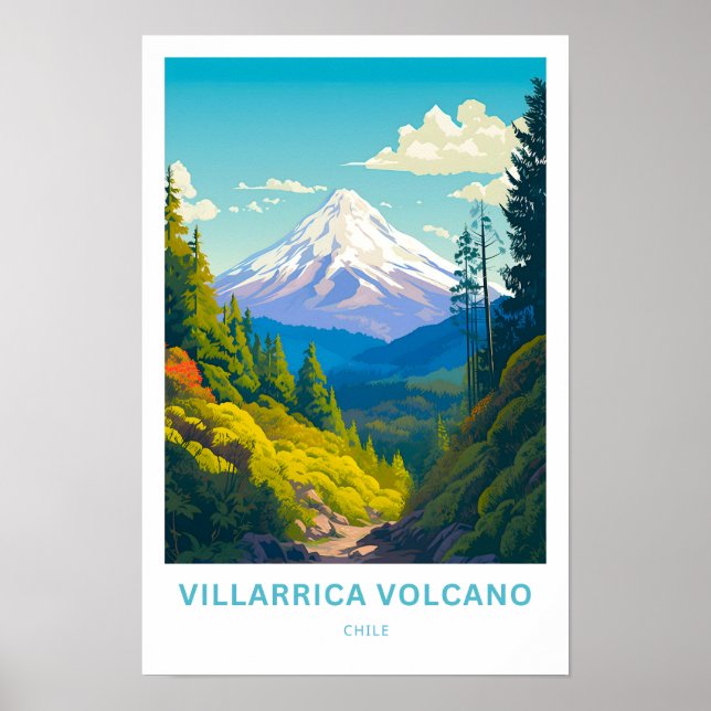 Villarica Volcano Chile Reisen Print Poster (Vorne)