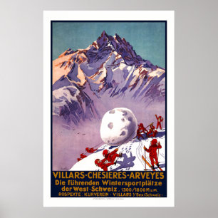 Villars, Schweiz, Vintage Travel Poster