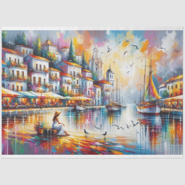 Villen am Meer Decoupage Seidenpapier (Vorderseite)