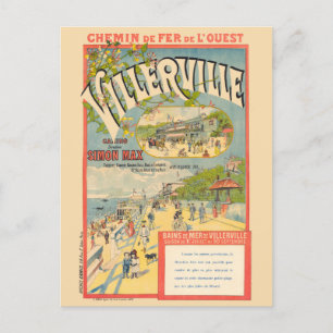 Villerville France Railroad Vintage Poster 1890 Postkarte