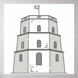 Vilnius Gediminas Turm World Sehenswürdigkeiten Poster