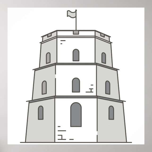 Vilnius Gediminas Turm World Sehenswürdigkeiten Poster (Vorne)