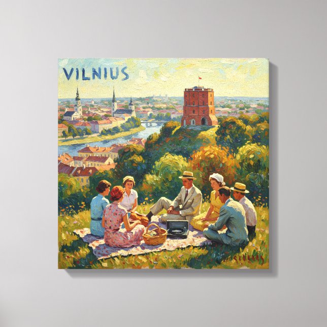 Vilnius Hügel-Picknick-Panorama Leinwand Kunst (Vorderseite)