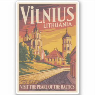 Vilnius Litauen Illustration Reise Kunst Vintage Aufkleber