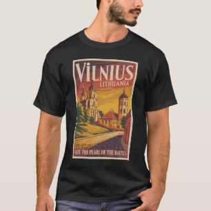Vilnius Litauen Illustration Reise Kunst Vintage T-Shirt