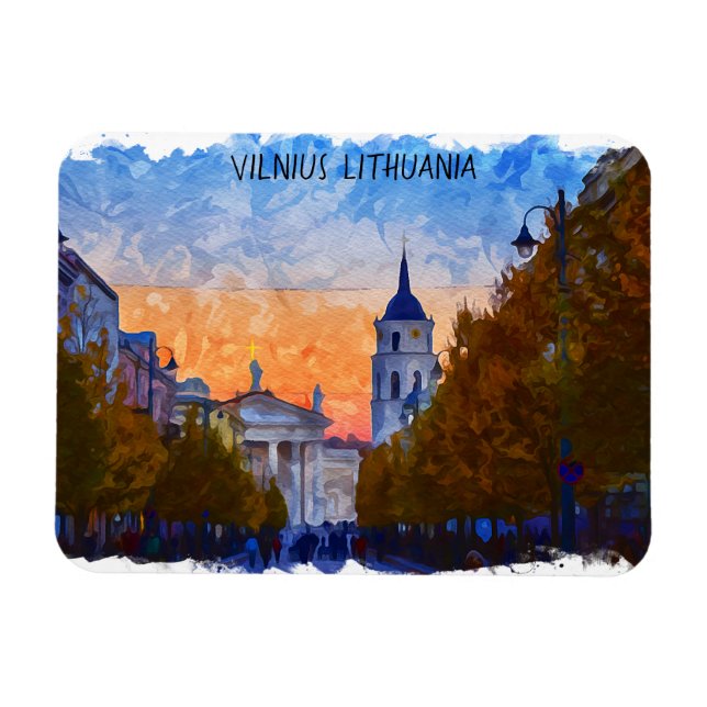 Vilnius Litauen Panorama View Magnet (Horizontal)
