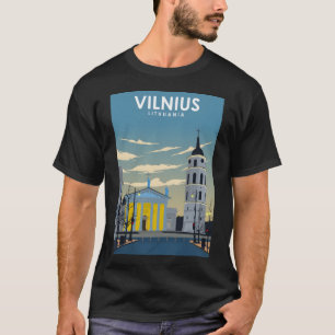 Vilnius Litauen Vintage Retro Minimal Reise Pos T-Shirt