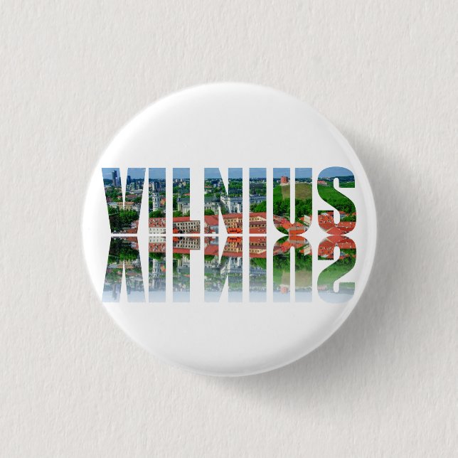 Vilnius Text mit Reflexion Button (Vorderseite)
