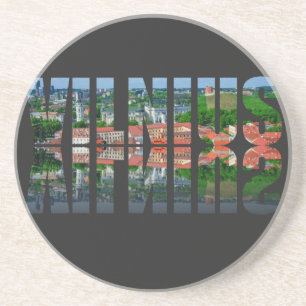 Vilnius Text mit Reflexion Getränkeuntersetzer