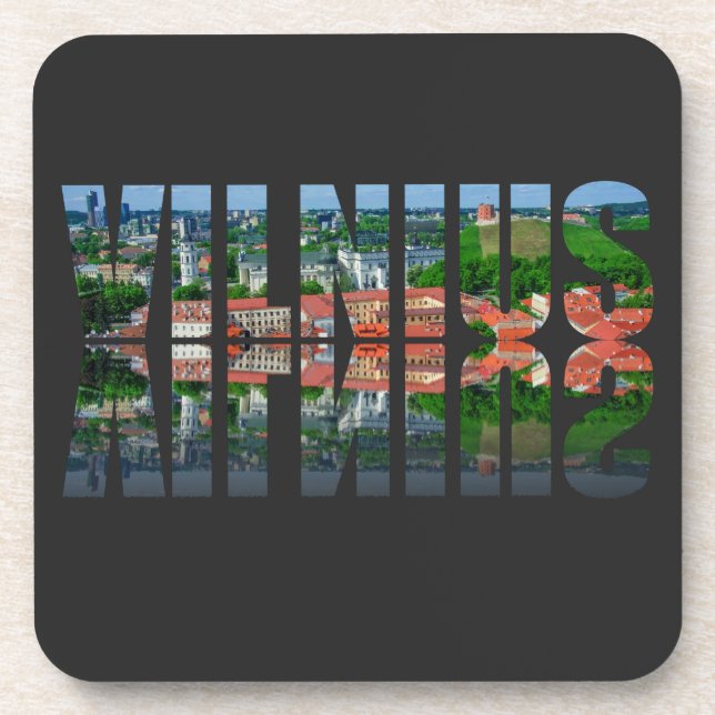 Vilnius Text mit Reflexion Getränkeuntersetzer (Vorderseite)