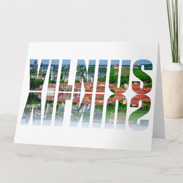 Vilnius Text mit Reflexion Karte (Vorderseite)