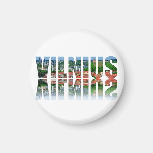 Vilnius Text mit Reflexion Magnet (Vorne)