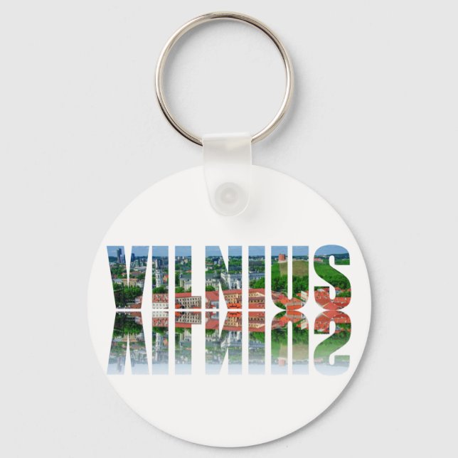 Vilnius Text mit Reflexion Schlüsselanhänger (Vorderseite)