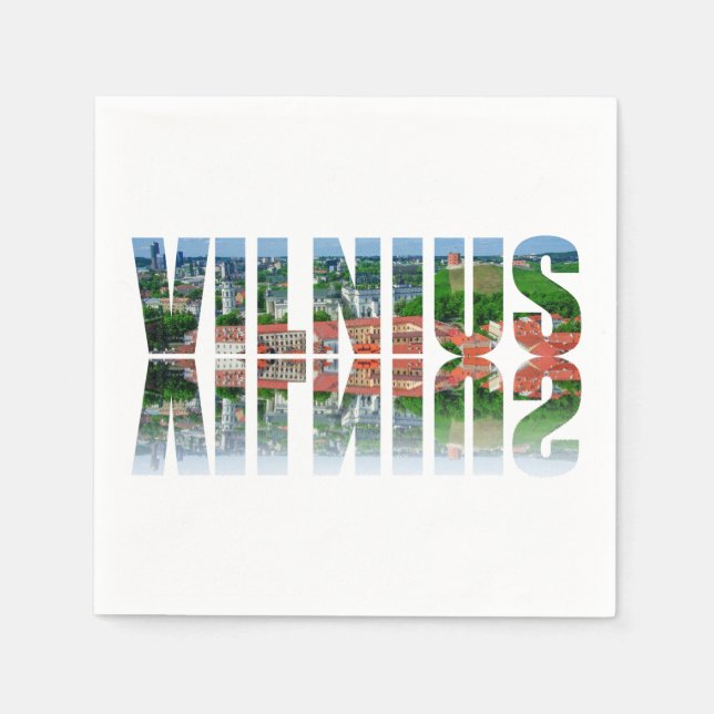 Vilnius Text mit Reflexion Serviette (Vorderseite)