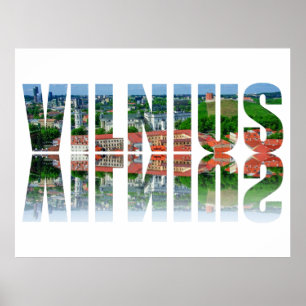 Vilnius-Text mit Spiegelung Poster