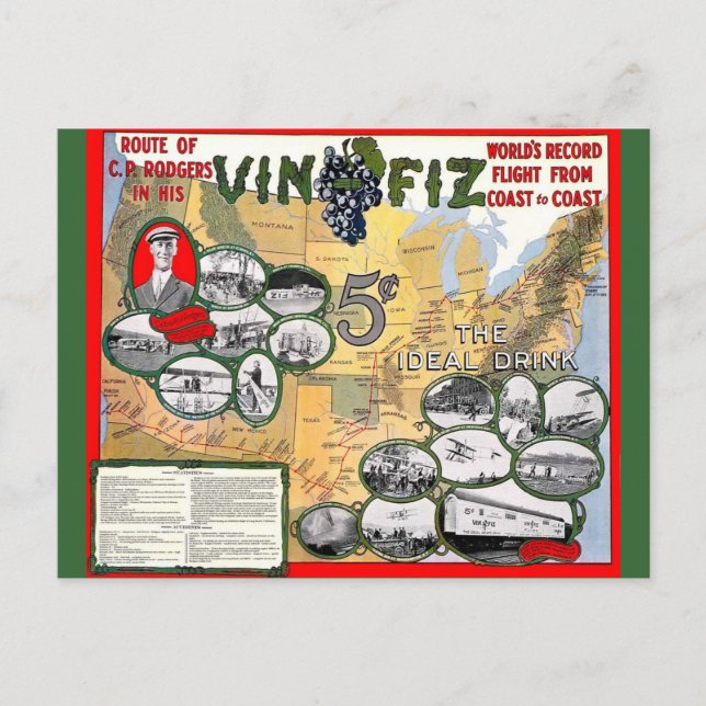 Vin Fiz Postkarte (Vorderseite)