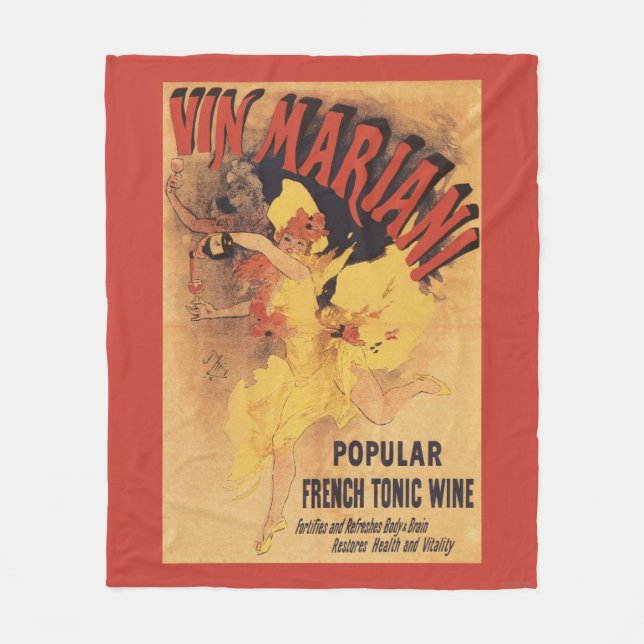 Vin Mariani Tänzerin-strömender Wein Fleecedecke (Vorderseite)