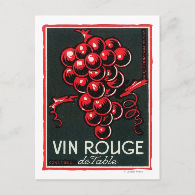 Vin Rouge De Table Wine LabelEurope Postkarte (Vorderseite)